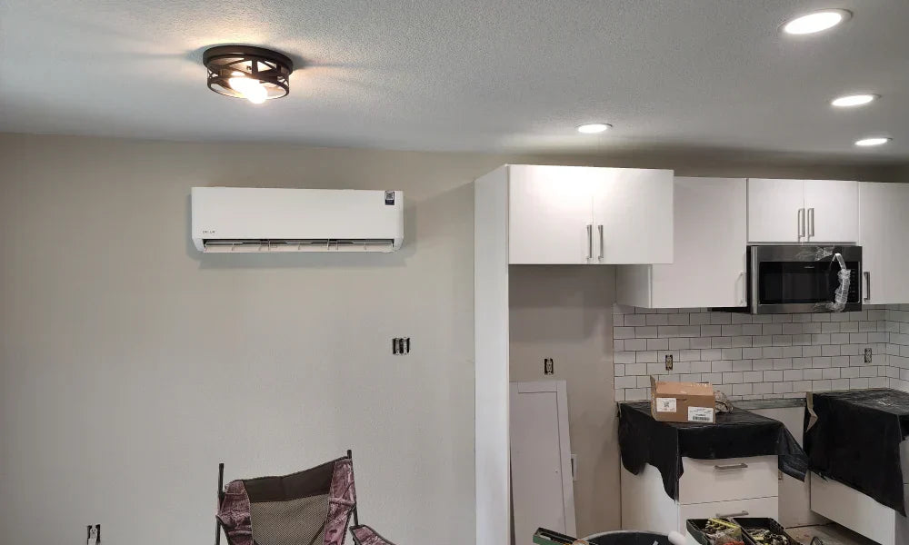 Scott's Della mini split indoor unit installed in the room