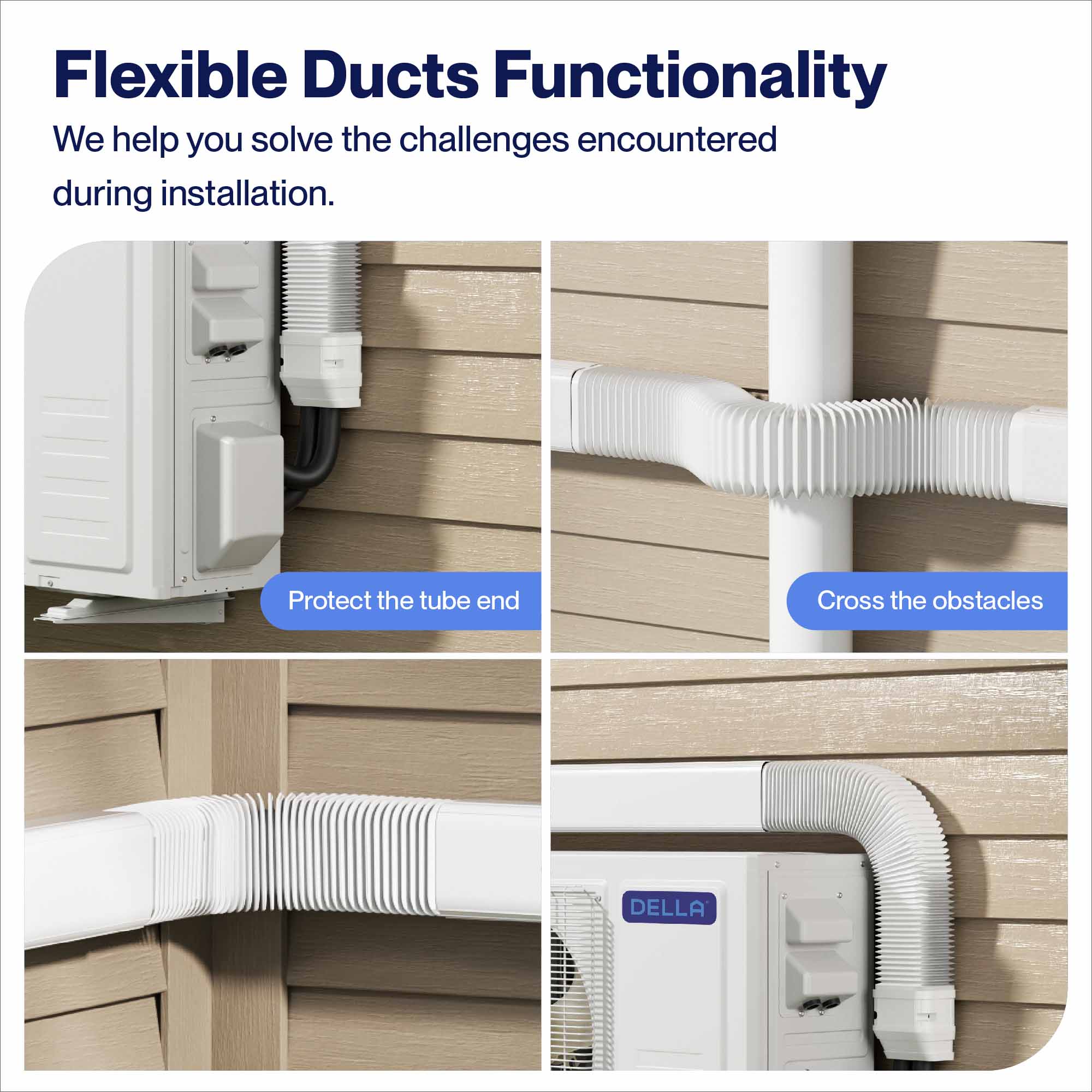 DELLA Mini Split Line Set Cover with Flexible Duct