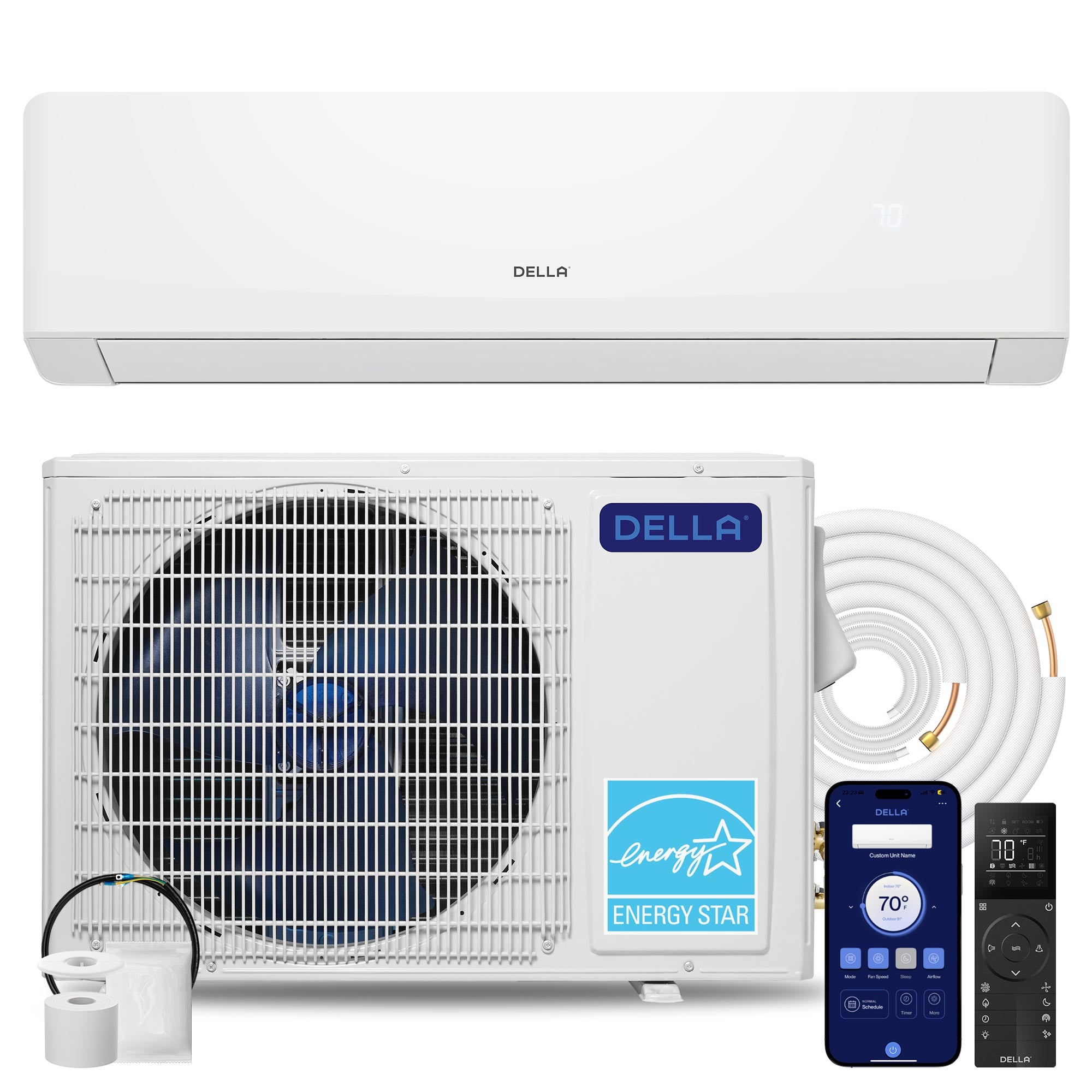 DELLA Serena Series 12000 BTU 22 SEER2 Mini-Split Heat Pump AC - Up to 550 Sq.Ft.