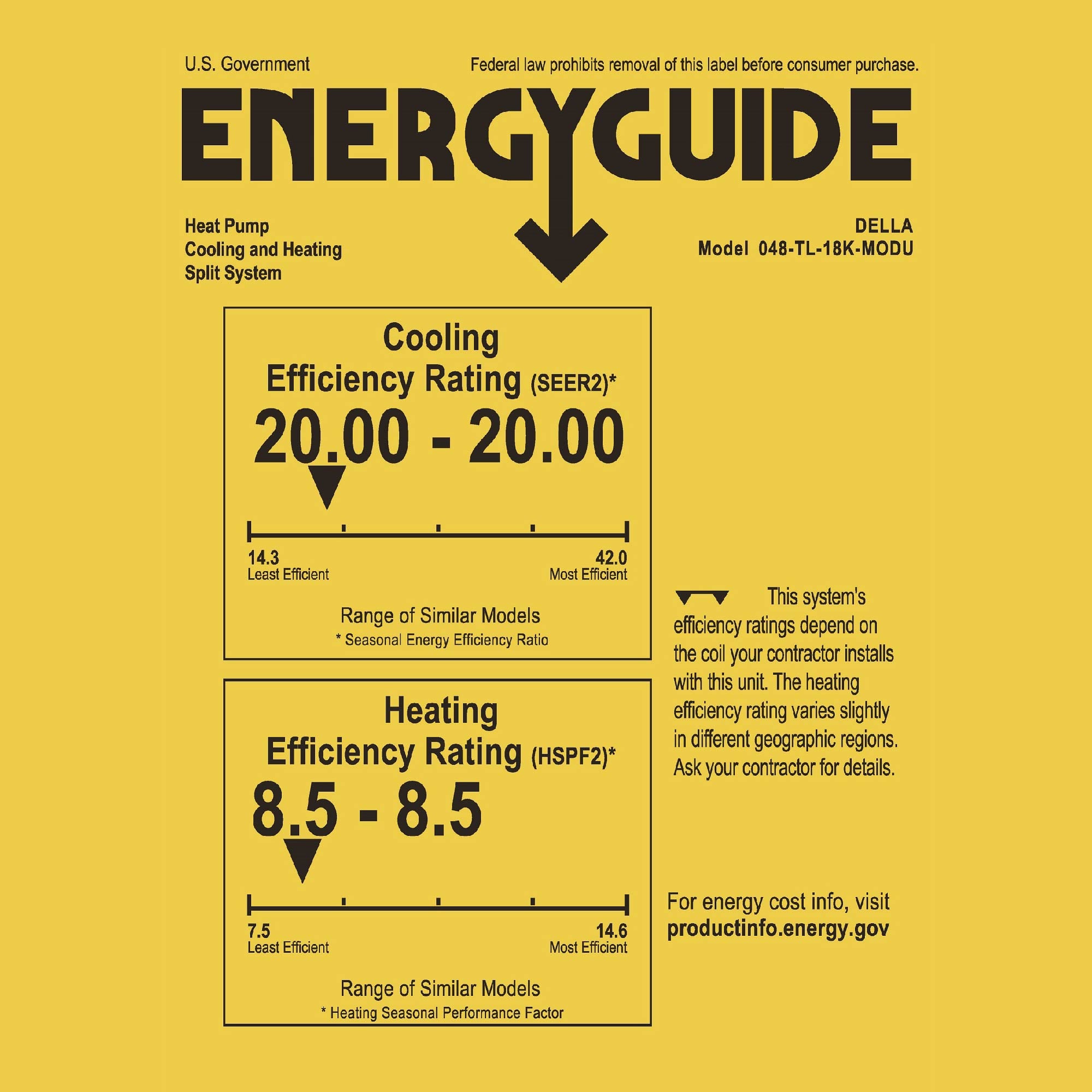 DELLA Vario Series  18000 BTU Dual Zone Mini Split AC