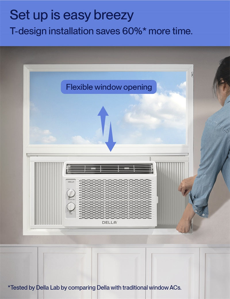 DELLA Fenestra Series 5000 BTU Smart Window Air Conditioner, Cools Up to 150 Sq. Ft.