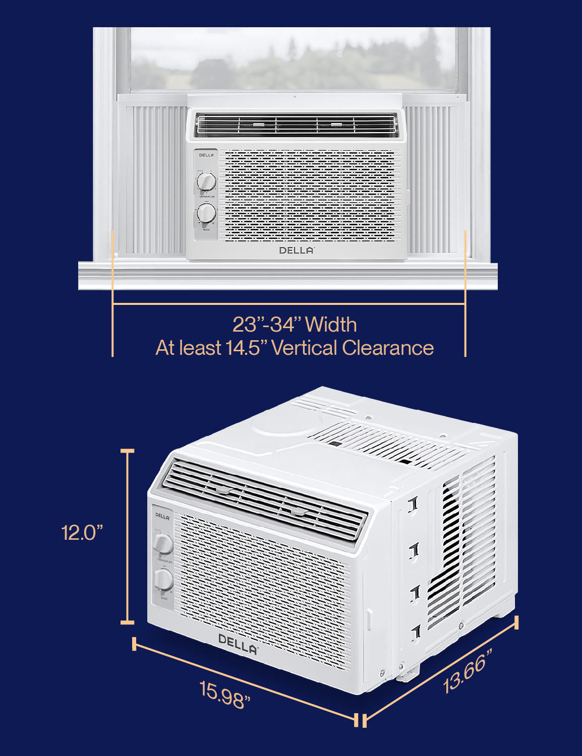 DELLA Fenestra Series 5000 BTU Smart Window Air Conditioner, Cools Up to 150 Sq. Ft.