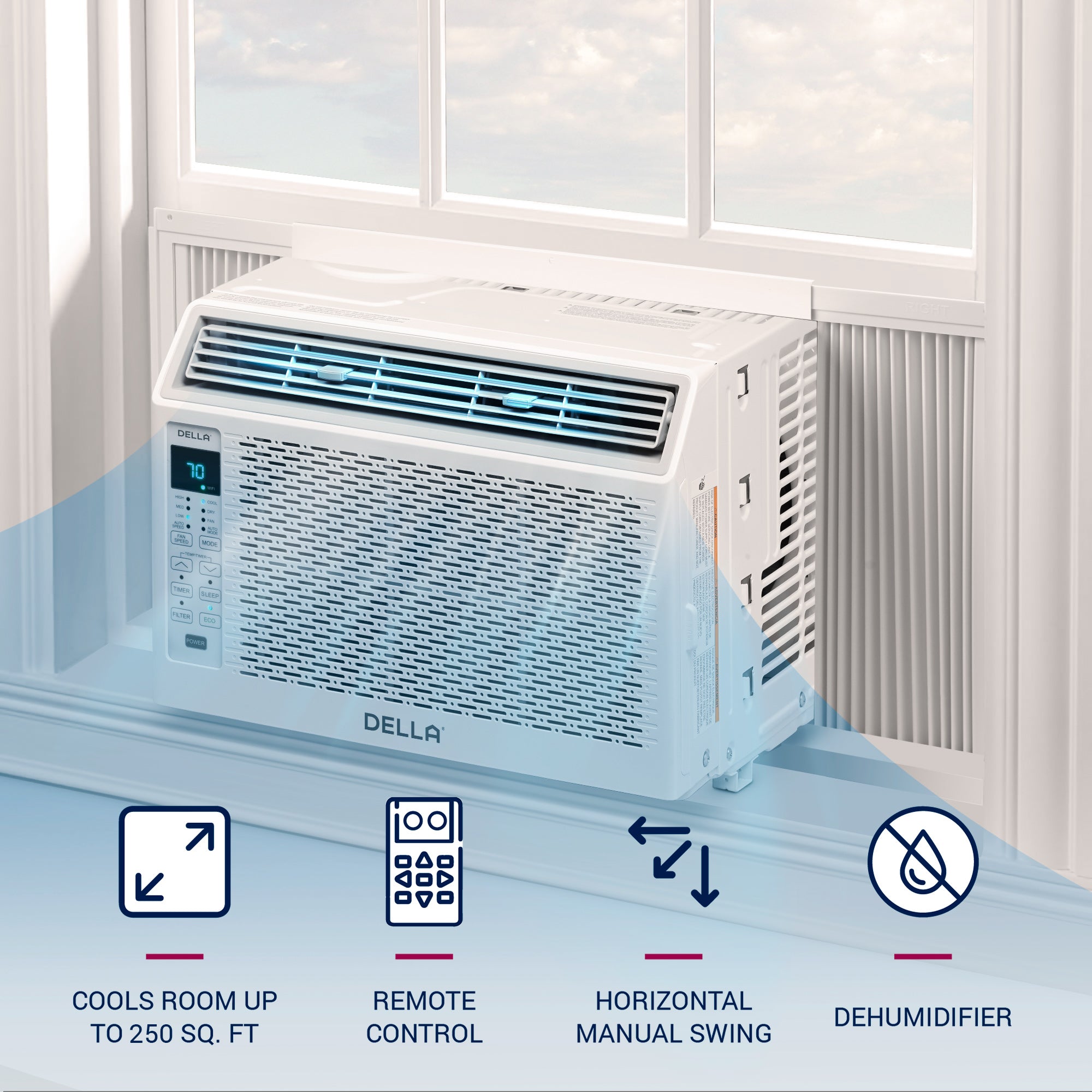 6000 BTU Smart Window AC with Remote/App Control, Cools Up to 250 Sq. Ft