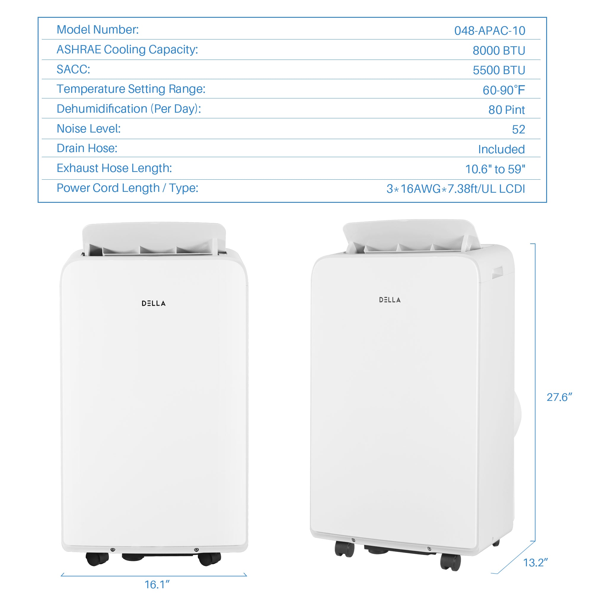 8,000 BTU Portable AC Up to 450 Square Feet