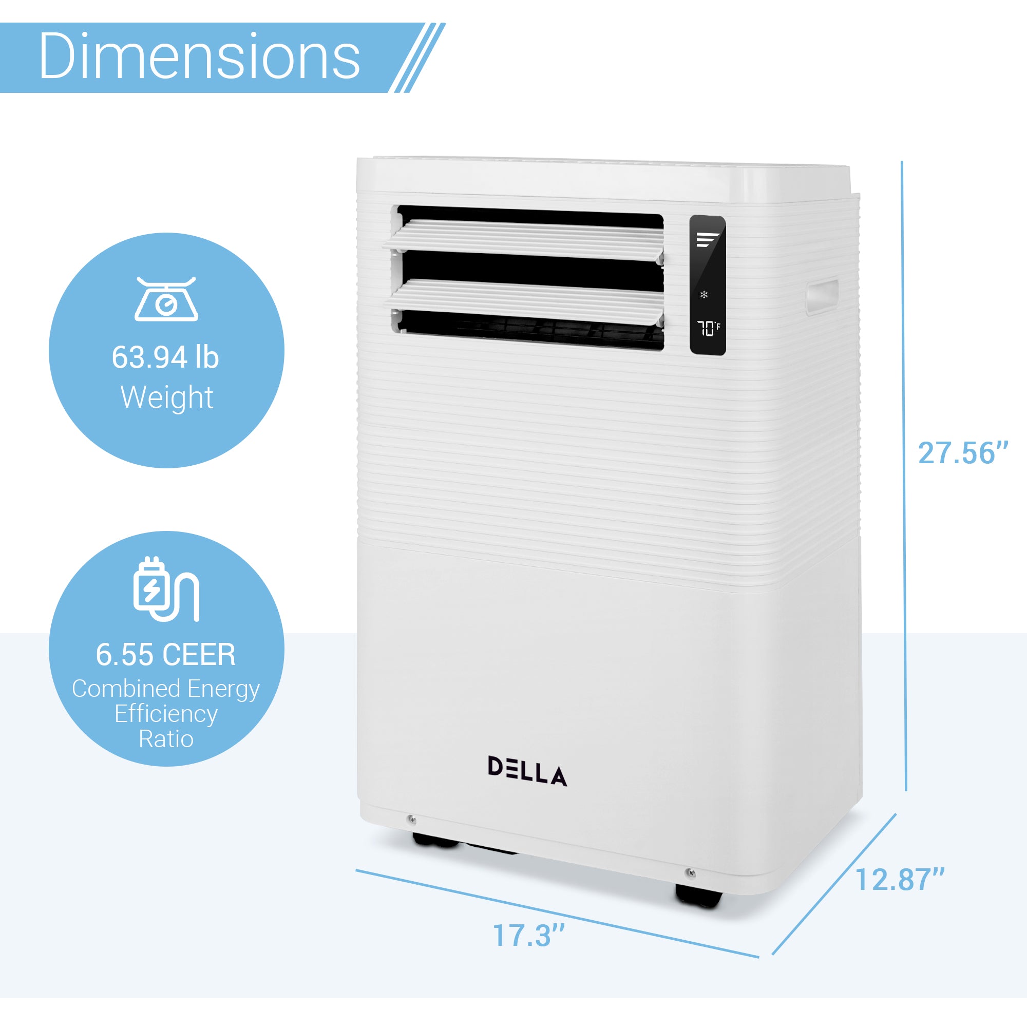 10000 BTU Smart WiFi Enabled Portable AC with Remote/App Control, Cools Up To 550 Sq. Ft.
