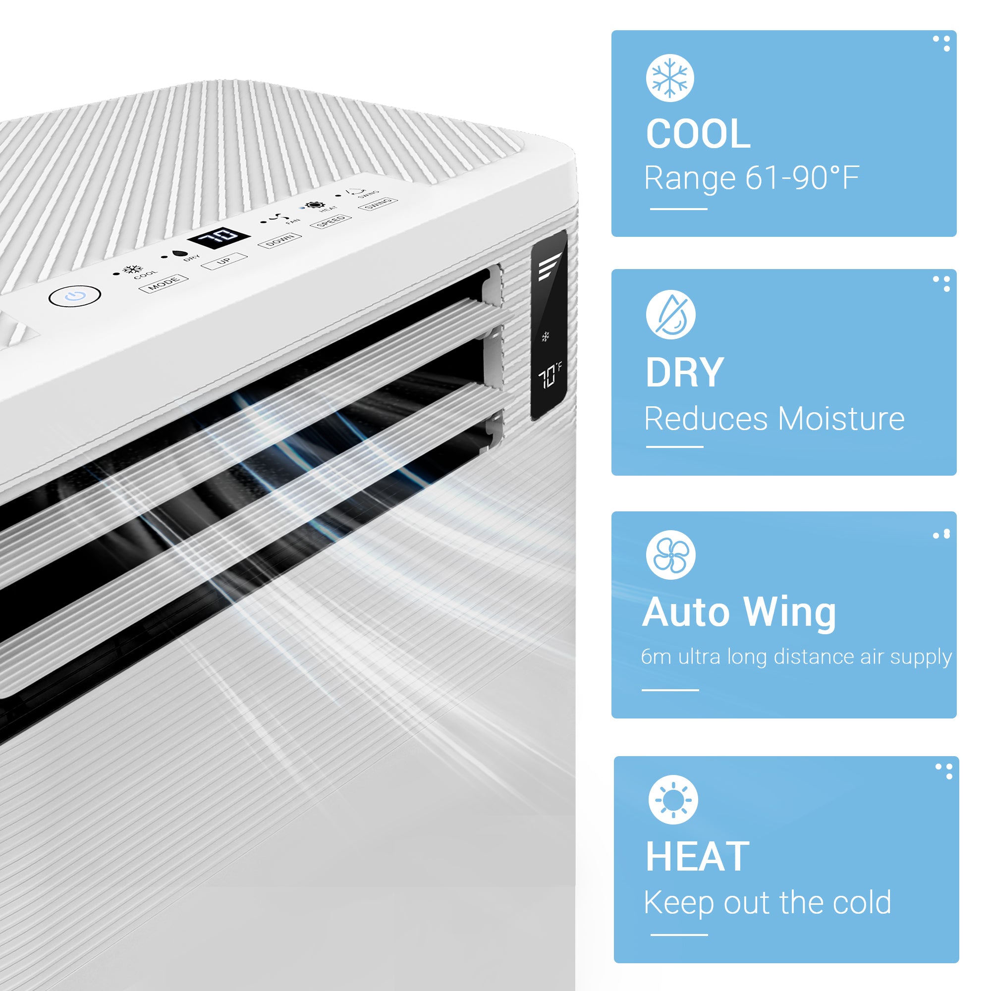 12000 BTU Smart WiFi Enabled Portable AC with Remote/App Control, Up To 650 Sq. Ft