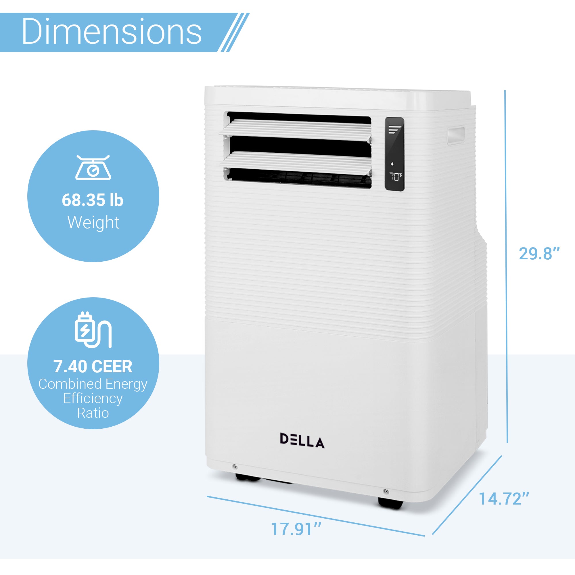 12000 BTU Smart WiFi Enabled Portable AC with Remote/App Control, Up To 650 Sq. Ft