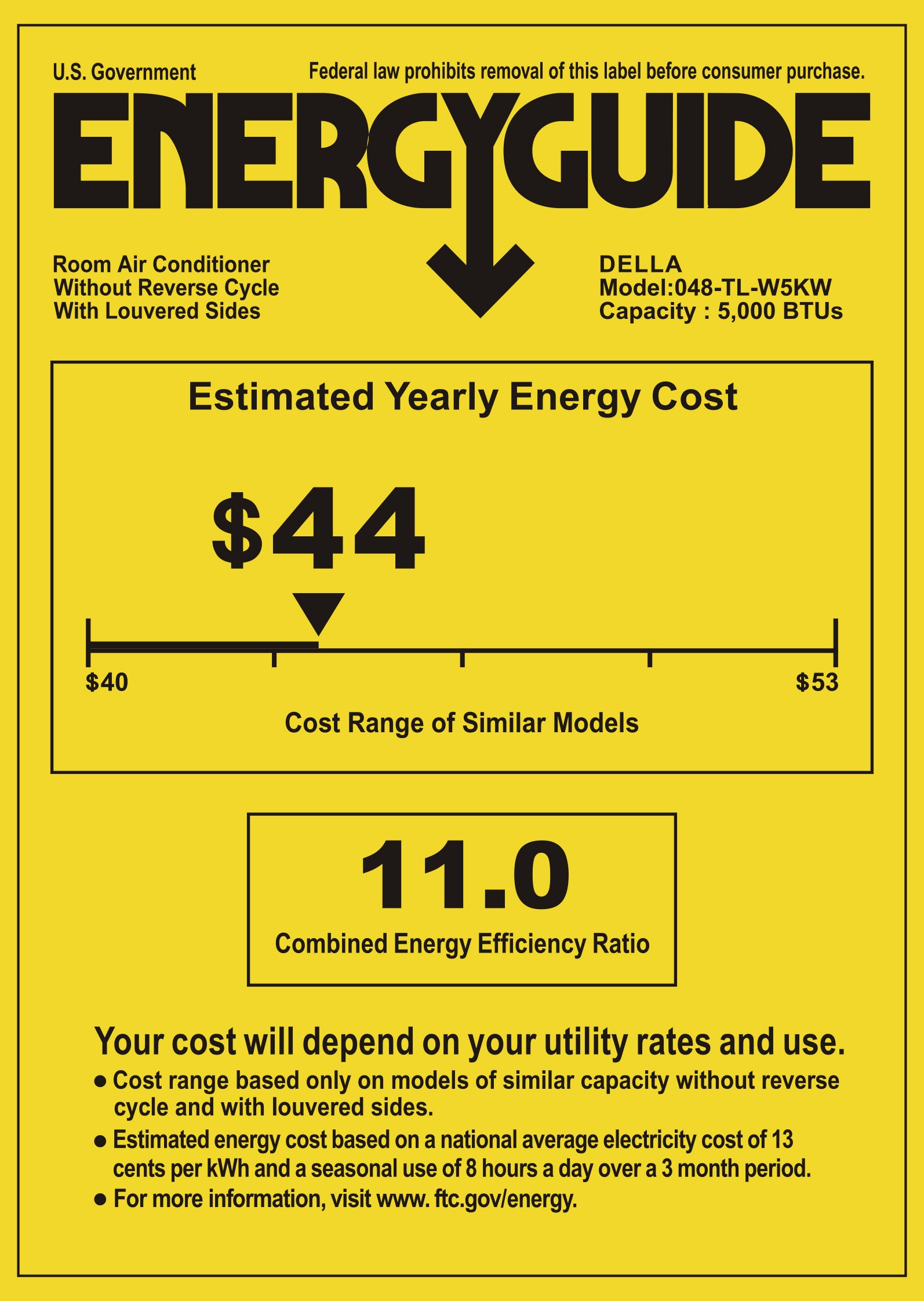 DELLA Fenestra Series 5000 BTU Smart Window Air Conditioner, Cools Up to 150 Sq. Ft.