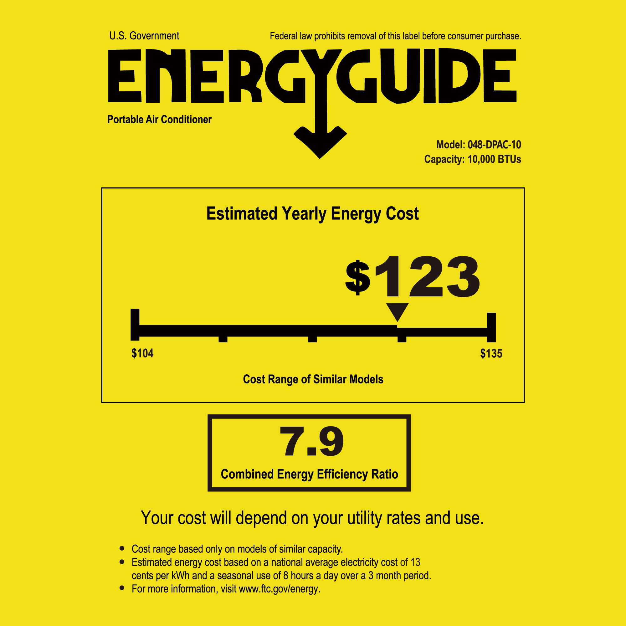DELLA 14,000 BTU Drainage-Free Portable Air Conditioner for Rooms Up to 290 Sq. Ft.