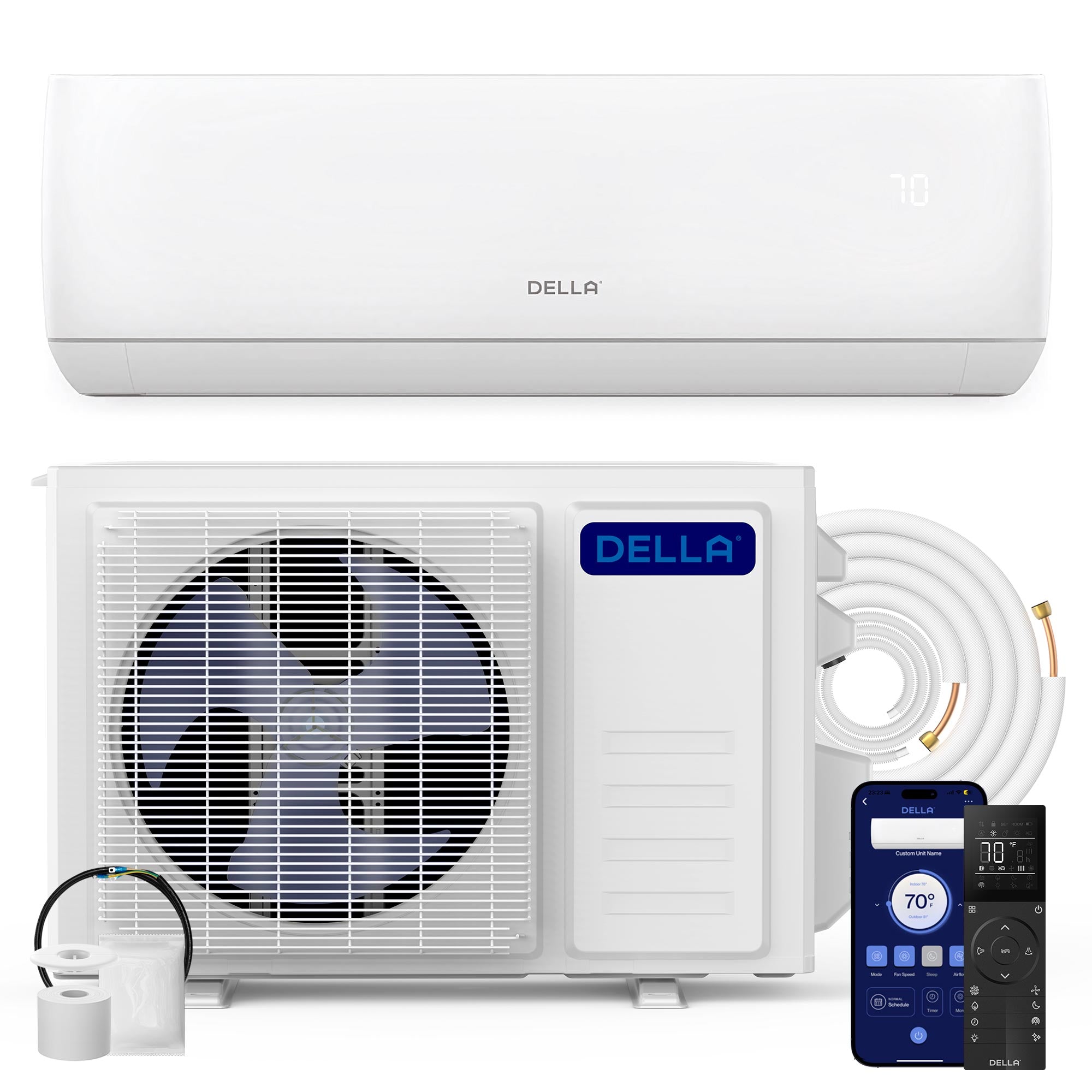DELLA Motto Series 23000 BTU 19 SEER2 Mini Split Heat Pump AC – Up to 1500 Sq.Ft.