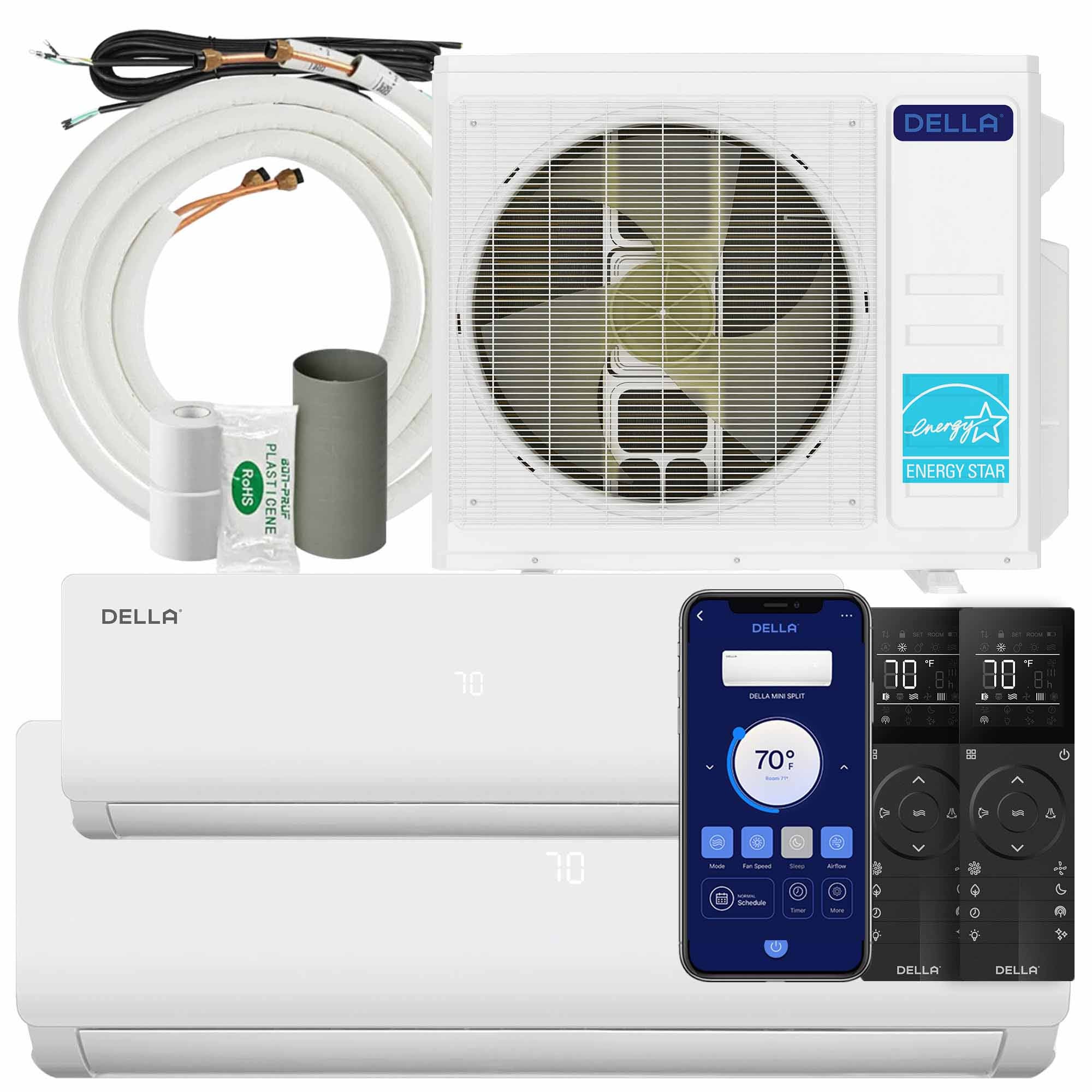 DELLA Vario Series 28000 BTU Dual Zone Mini Split AC (9k+18k) - Up to 1400 Sq.Ft.