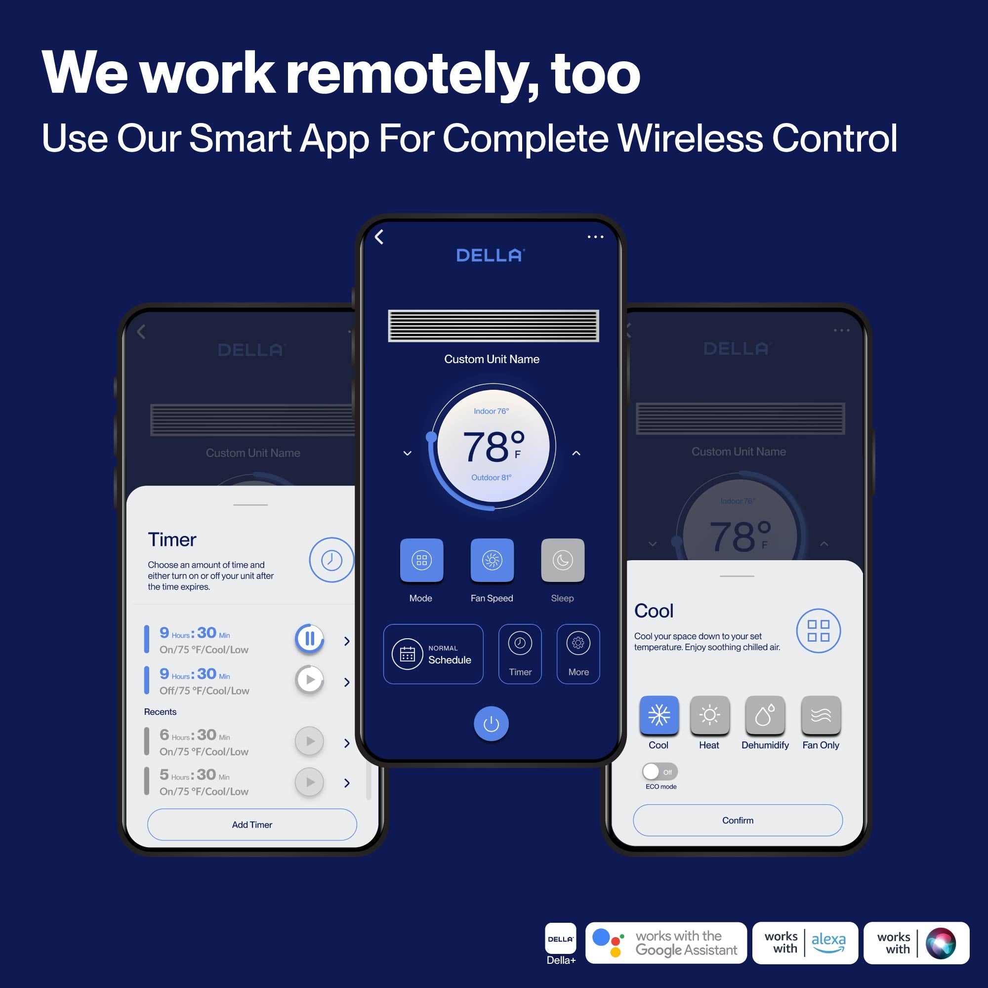 DELLA 41000 BTU Tri-Zone Concealed Ducted Mini Split Heat Pump AC (9.5K + 17K + 17K)