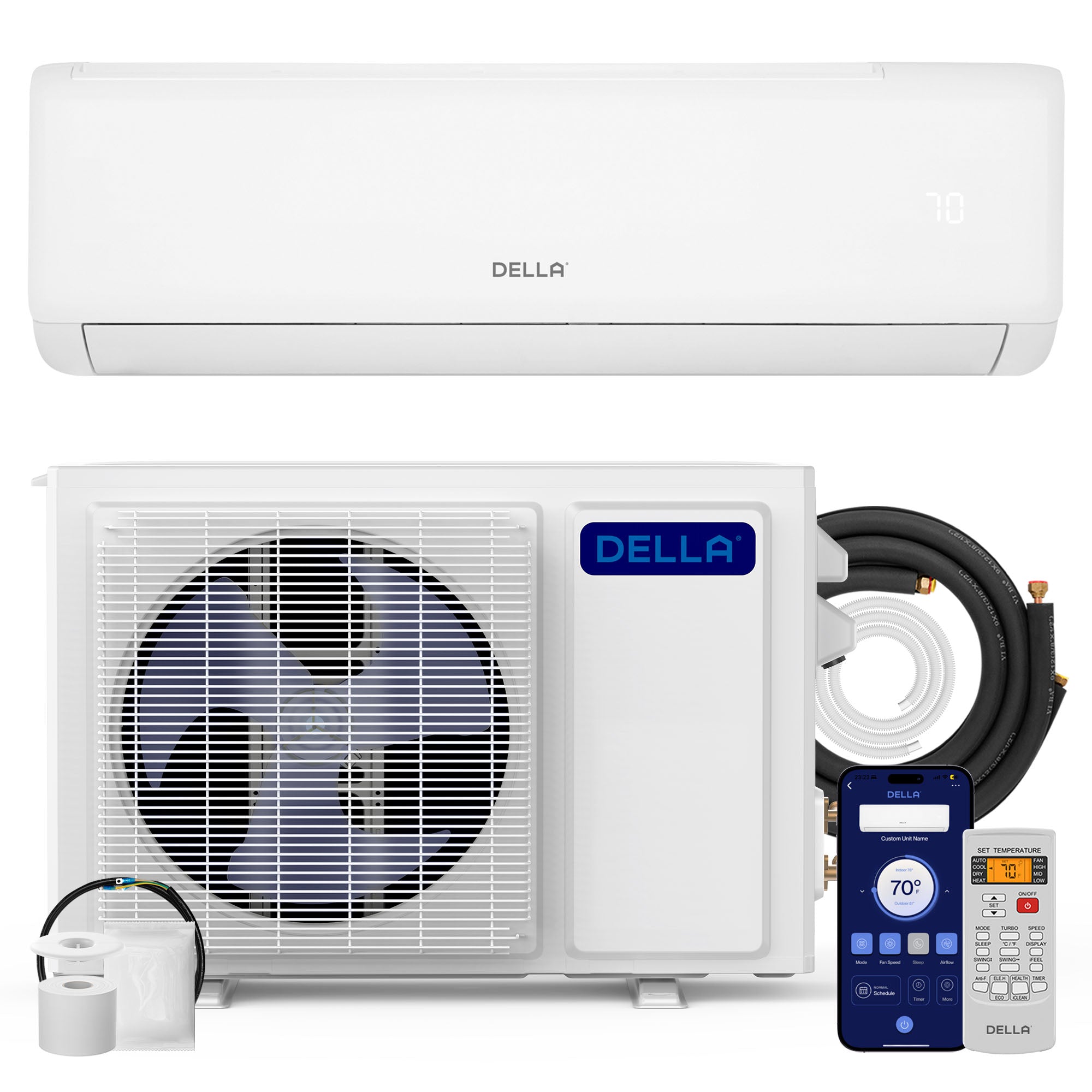 DELLA Vita Series 12000 BTU 21 SEER2 Mini Split Heat Pump AC - Up to 550 Sq.Ft.