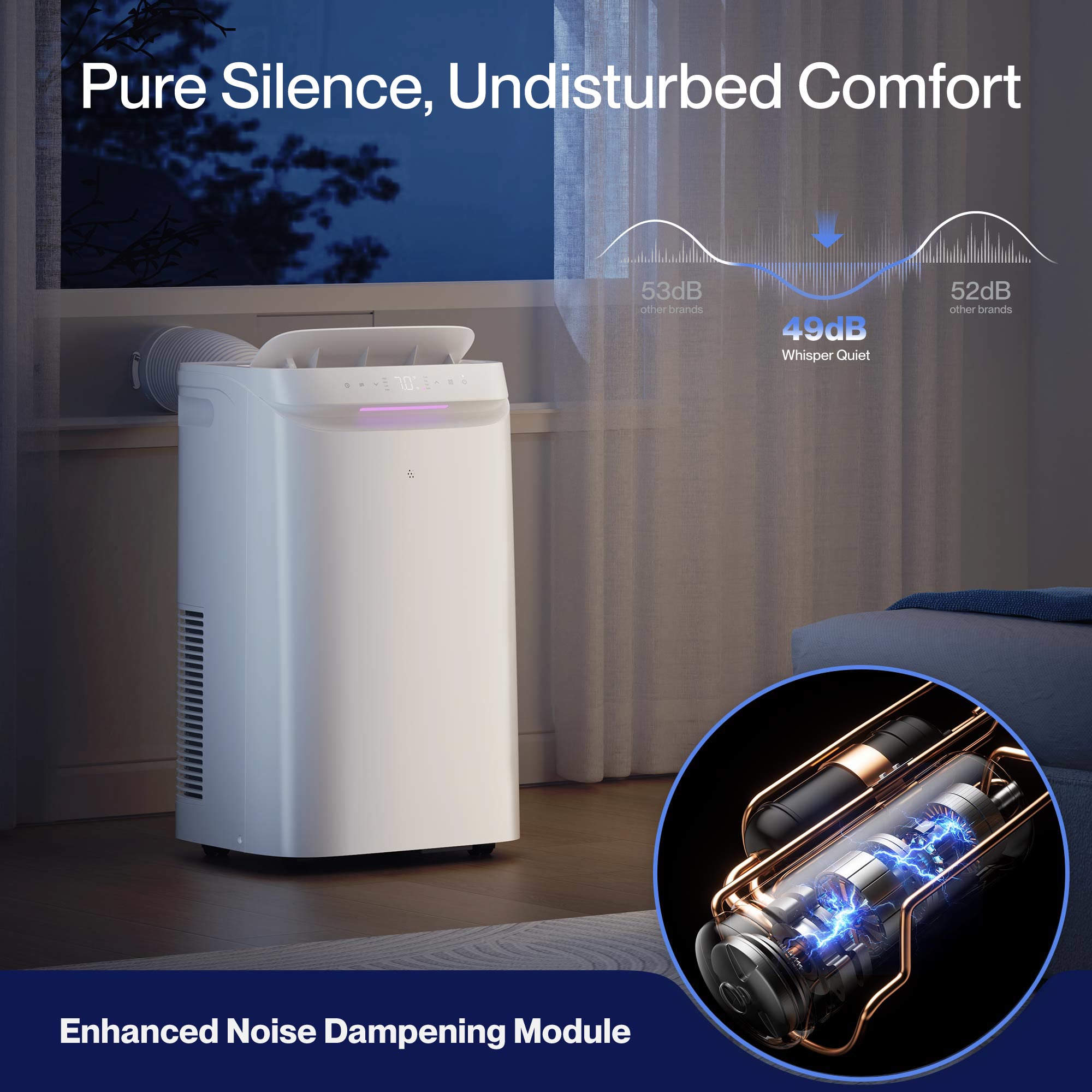 DELLA 14,000 BTU Drainage-Free Portable Air Conditioner for Rooms Up to 290 Sq. Ft.