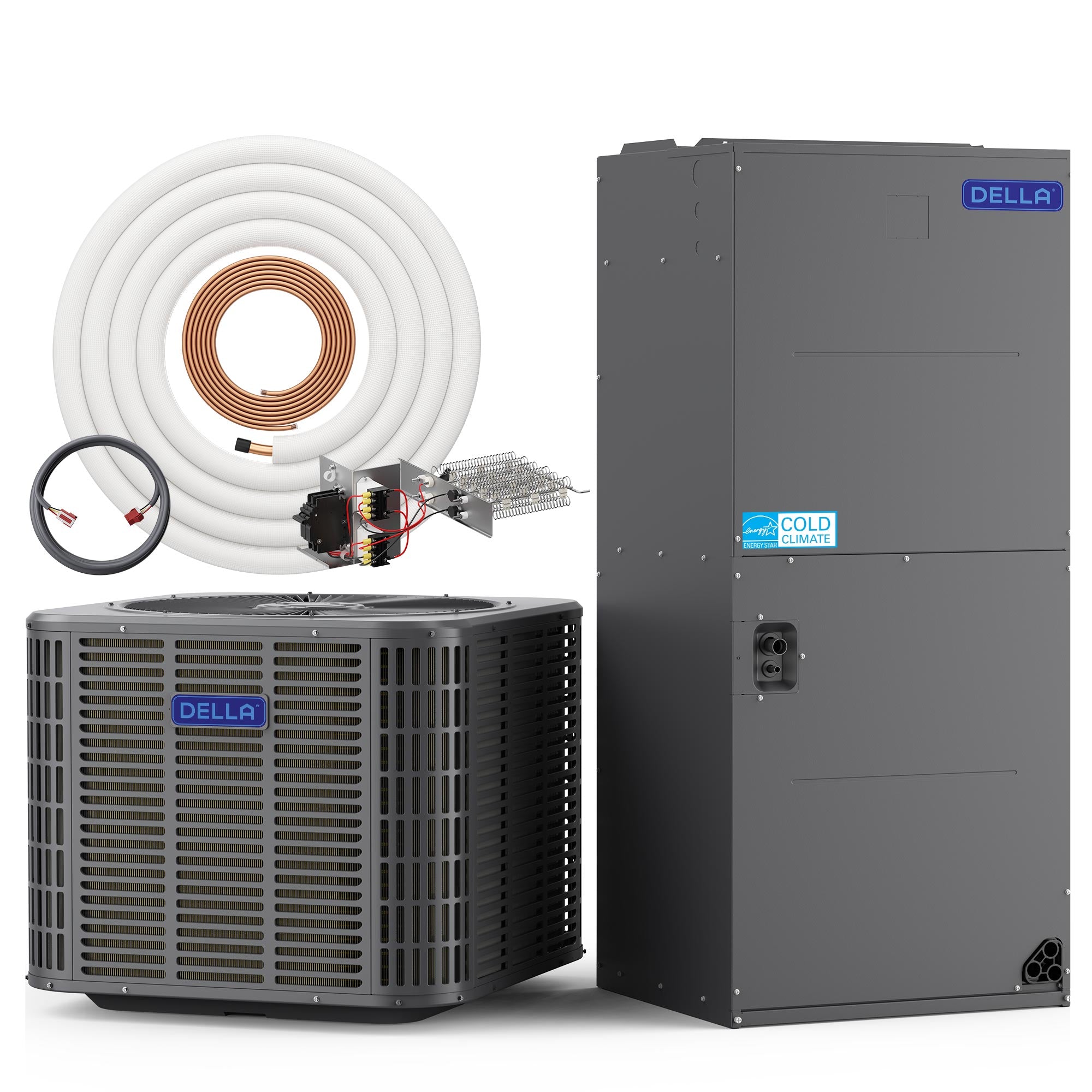 Aire acondicionado central por conductos DELLA de 24 000 BTU y 18 SEER2 con controlador de aire