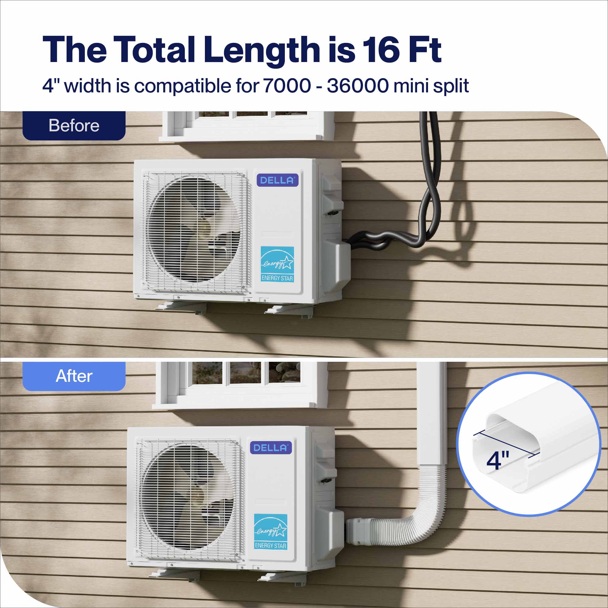 #Size_4" 16Ft Line Set Cover with Flexible Duct