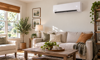 DELLA mini split cooling a bright living room
