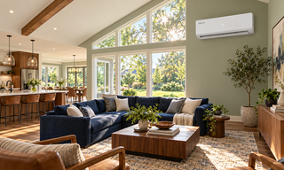 DELLA mini split cooling vaulted living room