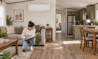 Homeowner measures room beneath DELLA mini split