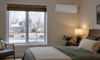 DELLA mini split providing efficient winter heating in a bedroom