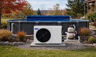DELLA pool heat pump for cool-weather above-ground pool heating