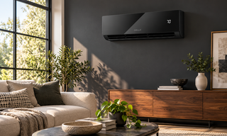 Black DELLA mini split complements living room