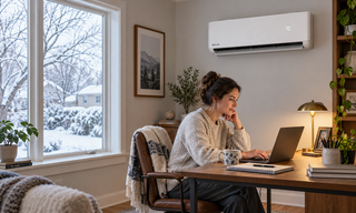 DELLA mini split warms a snowy office