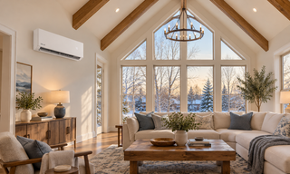 DELLA mini split in vaulted living room