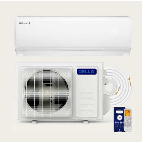 Aire acondicionado con bomba de calor minisplit DELLA Econo Series de 11500 BTU y 17 SEER2: hasta 550 pies cuadrados.