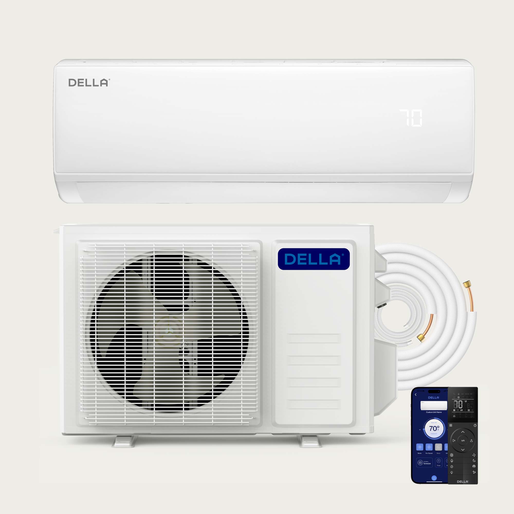 DELLA Econo Series 17000 BTU 17 SEER2 Mini Split Heat Pump AC-Up to 1000 Sq.Ft.