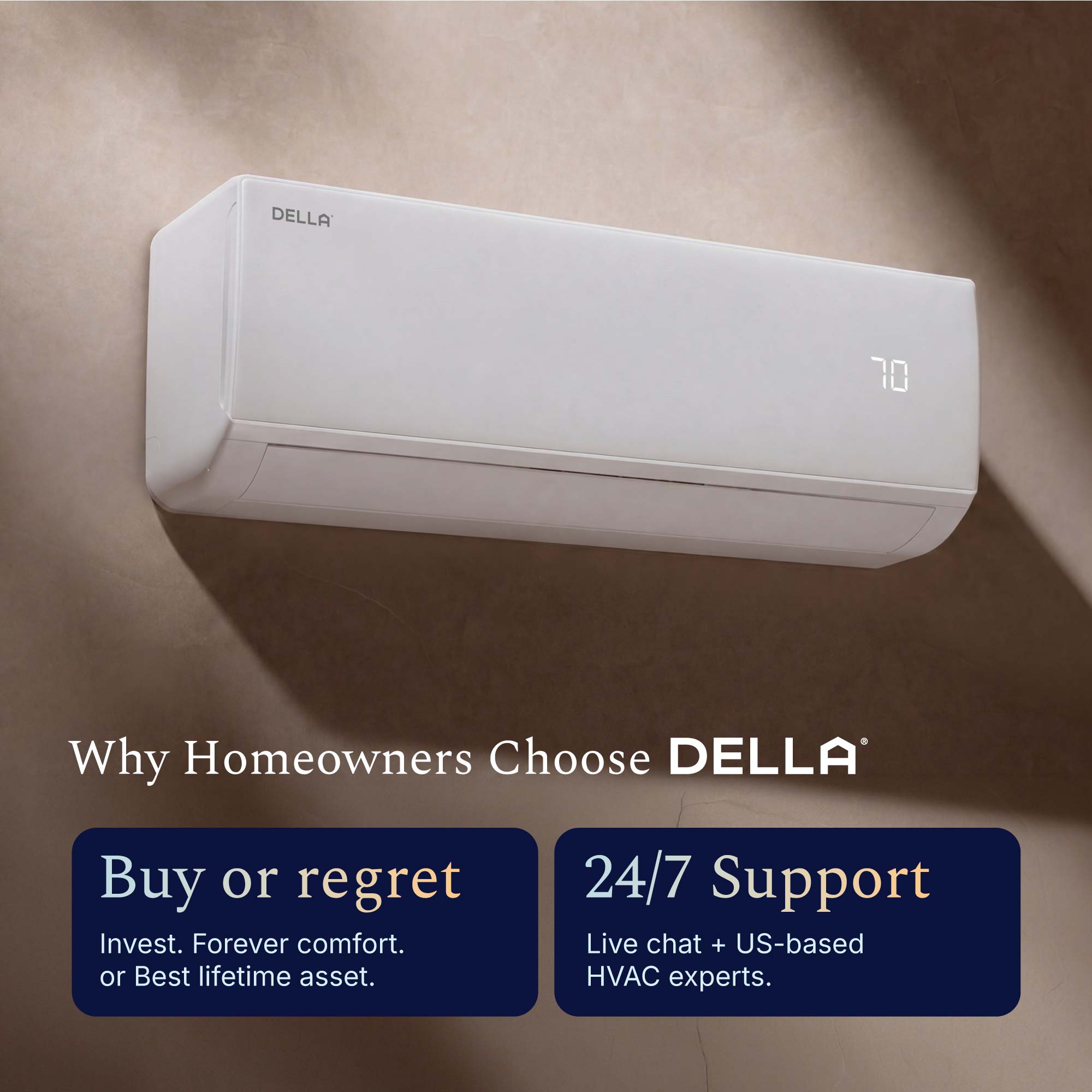 DELLA Econo Series 17000 BTU 17 SEER2 Mini Split Heat Pump AC-Up to 1000 Sq.Ft.