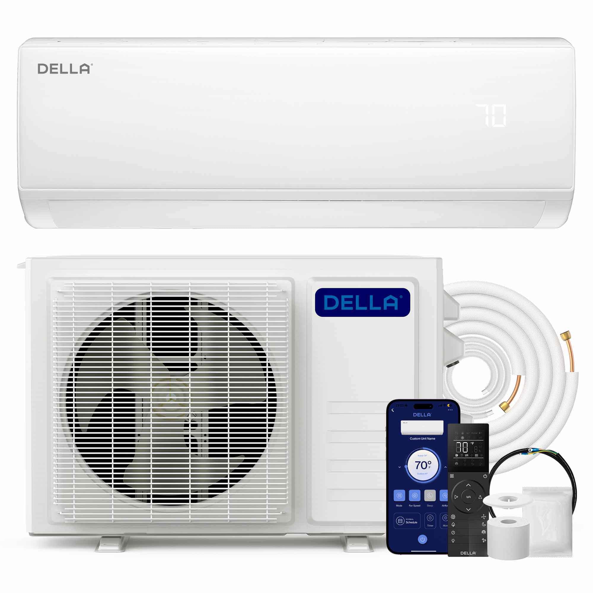 DELLA Econo Series 17000 BTU 17 SEER2 Mini Split Heat Pump AC-Up to 1000 Sq.Ft.