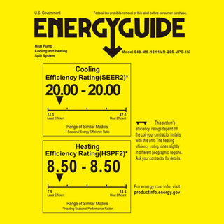 DELLA Umbra Series 12000 BTU 20 SEER2 Mini Split Heat Pump AC - Up to 550 Sq.Ft.