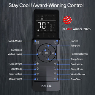 DELLA Serie Serena 12000 BTU 22 SEER2 Mini-Split Bomba de calor AC - Hasta 550 pies cuadrados.