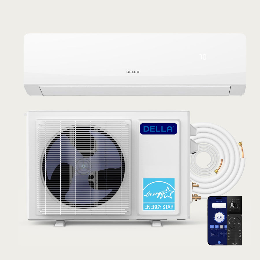 Aire acondicionado con bomba de calor minisplit DELLA Serena Series de 18000 BTU y 22 SEER2: hasta 1000 pies cuadrados. 