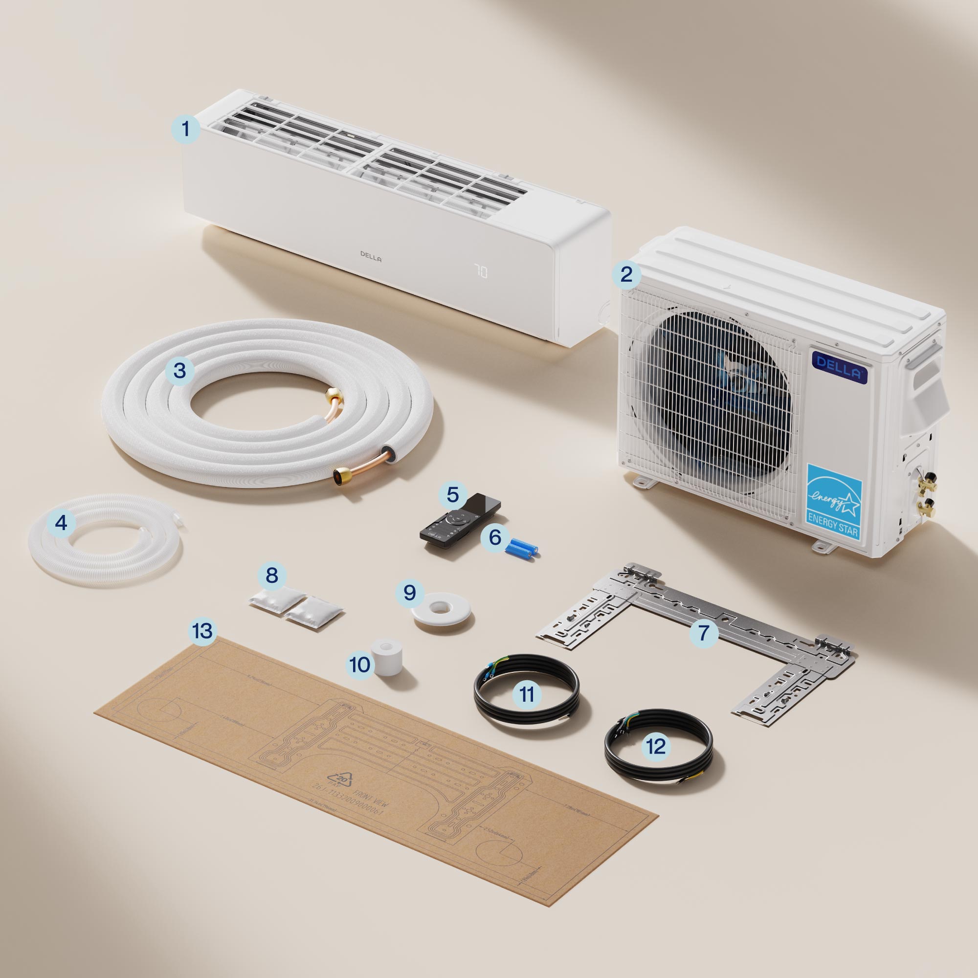 DELLA Serena Series 12000 BTU 22 SEER2 Mini-Split Heat Pump AC - Up to 550 Sq.Ft.