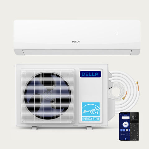Aire acondicionado con bomba de calor minisplit DELLA Serena Series de 18000 BTU y 22 SEER2: hasta 1000 pies cuadrados. 