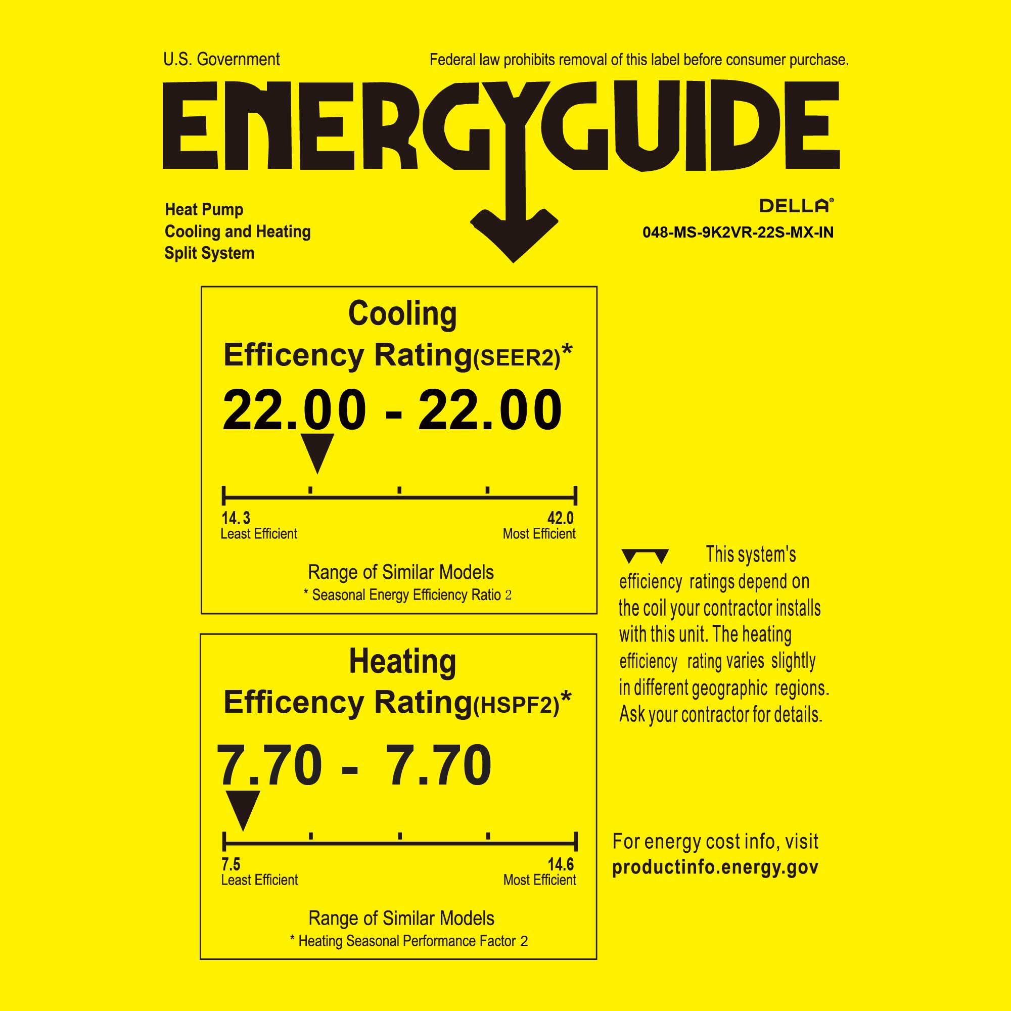 DELLA Serena CloudAir Series 9000 BTU 22 SEER2 Mini Split Heat Pump AC - Up to 400 Sq.Ft.