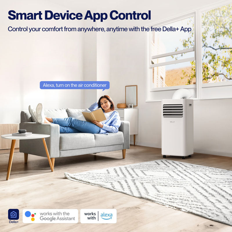 DELLA Traverse Series 8000 BTU Smart WiFi Enabled Portable AC with Heat/Remote/App Control, Cools Up To 350 Sq. Ft.