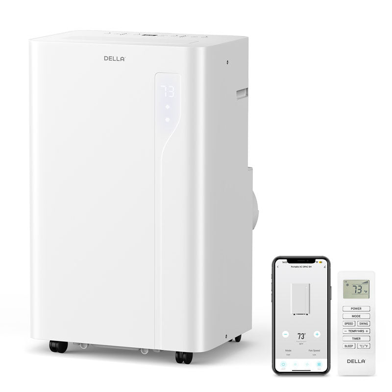 DELLA Velocity Series 14,000 BTU Smart WiFi Enabled Portable AC with Heat/Remote/App Control, Cools Up To 650 Sq. Ft.