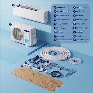 DELLA Vario Series 9000 BTU 19 SEER2 Mini Split Heat Pump AC (R-454B) - Up to 400 Sq.Ft.