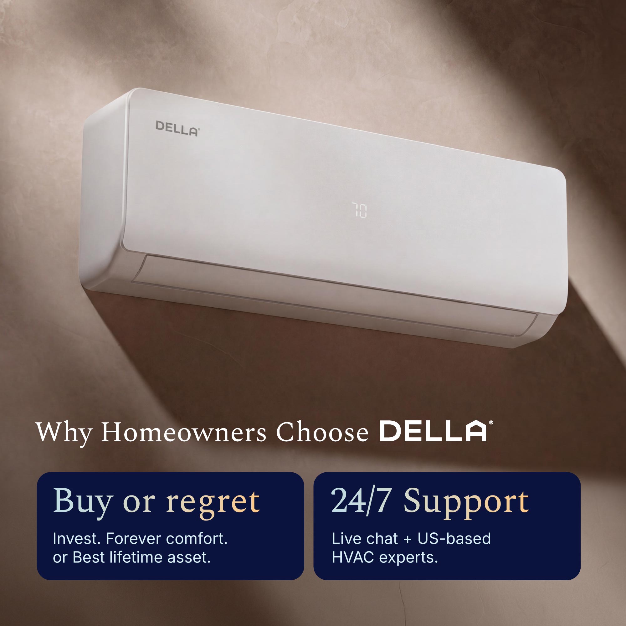 DELLA Vario Series 35000 BTU Dual Zone Mini Split AC (12K+18K) - Up to 1550 Sq.Ft.