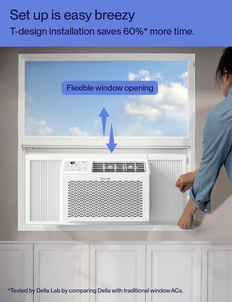 DELLA Fenestra Series 10000 BTU Smart Window AC with Remote/App Control, Cools Up to 450 Sq. Ft