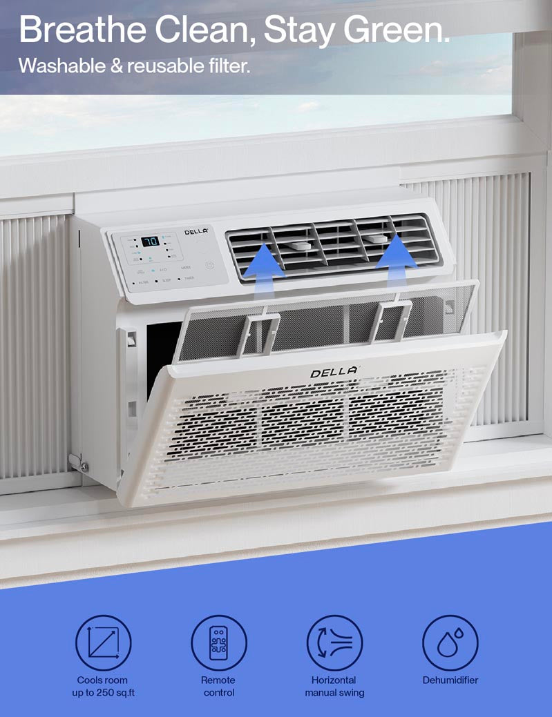 10000 BTU Smart Window AC with Remote/App Control, Cools Up to 450 Sq. Ft
