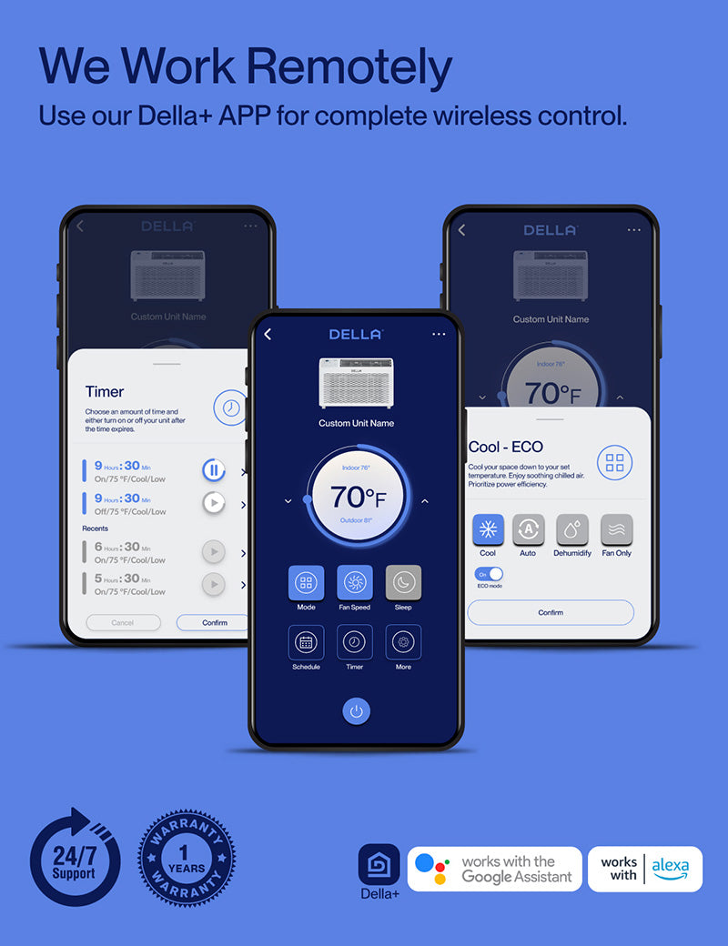 DELLA Fenestra Series 12000 BTU Smart Window AC with Remote/App Control, Cools Up to 550 Sq. Ft