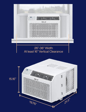 DELLA Fenestra Series 12000 BTU Smart Window AC with Remote/App Control, Cools Up to 550 Sq. Ft