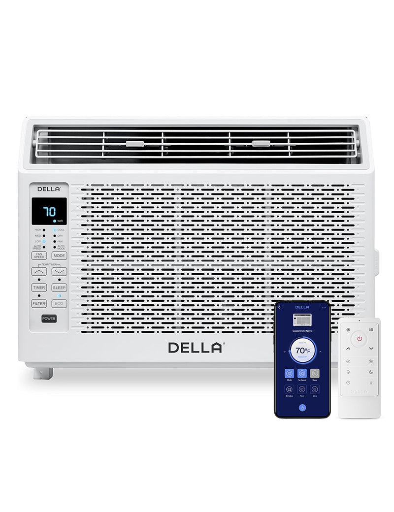 DELLA 5000 BTU Window Air Conditioner with GEO Location, WIFI & Remote Controls, Cools Up to 150 Sq. Ft.