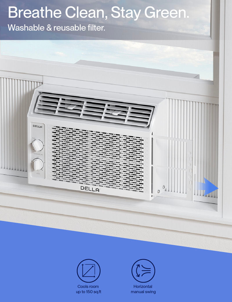 DELLA Fenestra Series 5000 BTU Smart Window AC, Cools Up to 150 Sq. Ft.