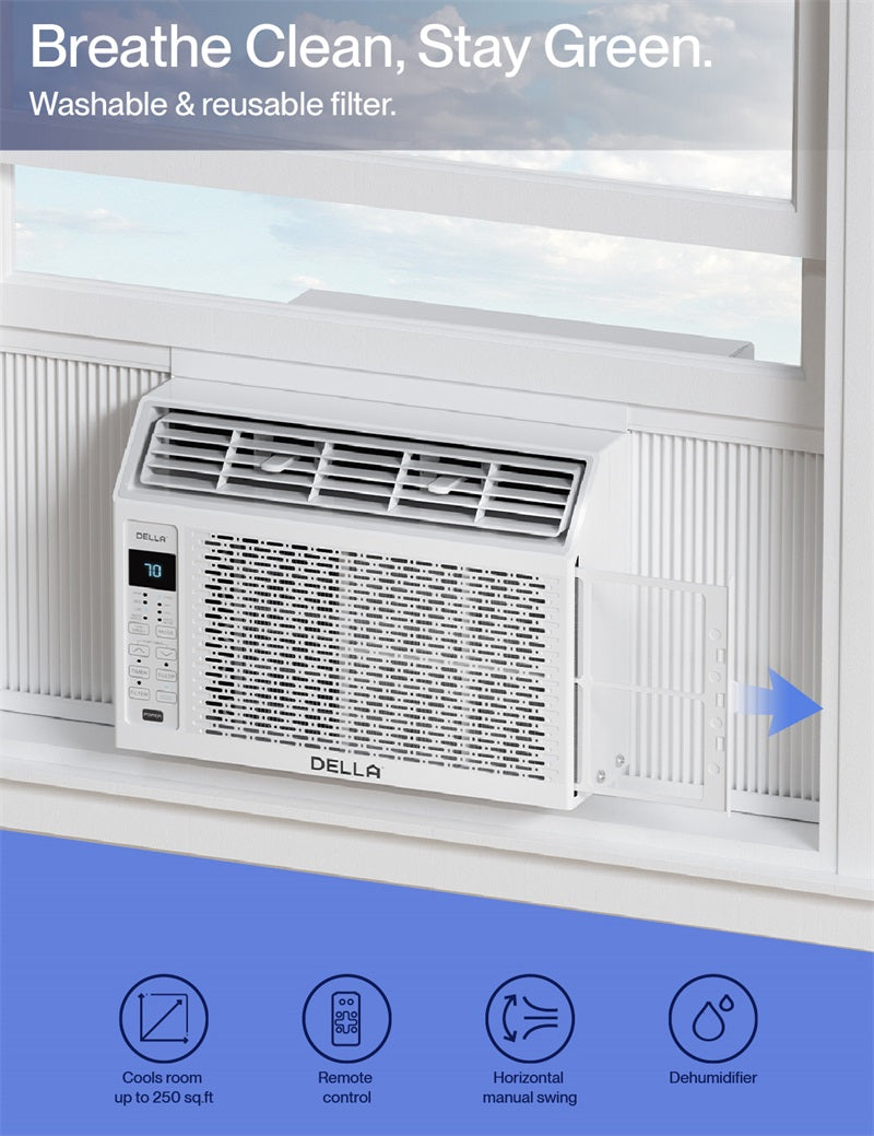 DELLA Fenestra Series 6000 BTU Smart Window AC with Remote/App Control, Cools Up to 250 Sq. Ft