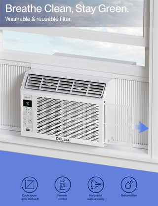 DELLA Fenestra Series 6000 BTU Smart Window AC with Remote/App Control, Cools Up to 250 Sq. Ft